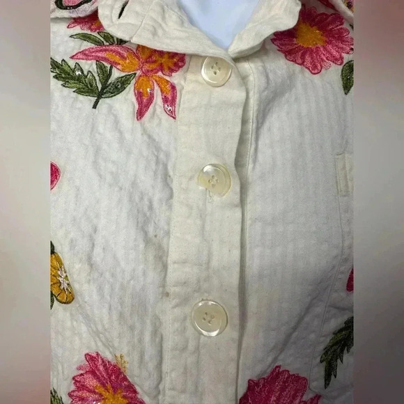 Là FUORI Embellished Sequin Embroidered Blouse Size Medium 100% Cotton - Picture 7 of 14
